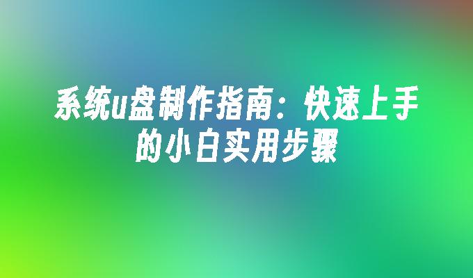 系统u盘制作指南：快速上手的小白实用步骤