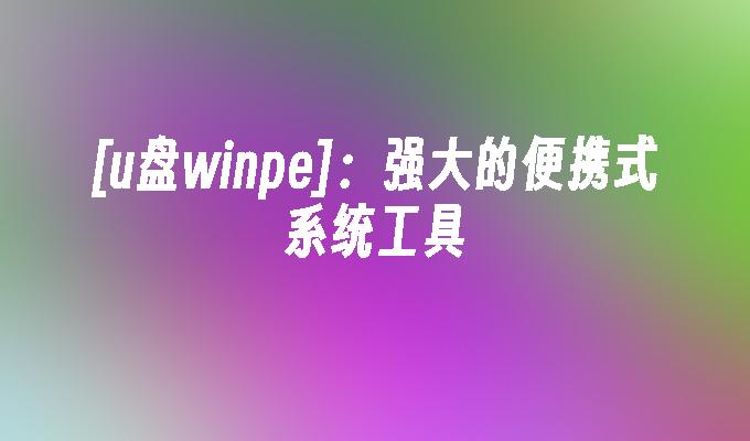 [u盘winpe]：强大的便携式系统工具