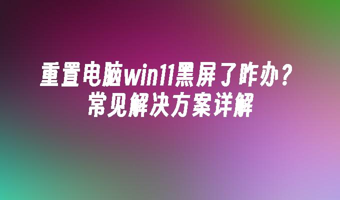 重置电脑win11黑屏了咋办？常见解决方案详解