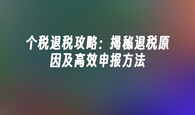 个税退税攻略：揭秘退税原因及高效申报方法