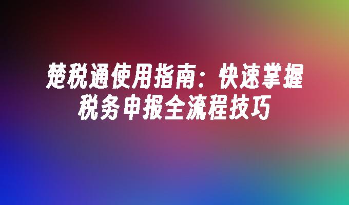 楚税通使用指南：快速掌握税务申报全流程技巧