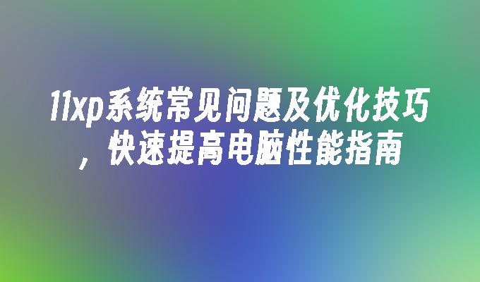 11xp系统常见问题及优化技巧，快速提高电脑性能指南