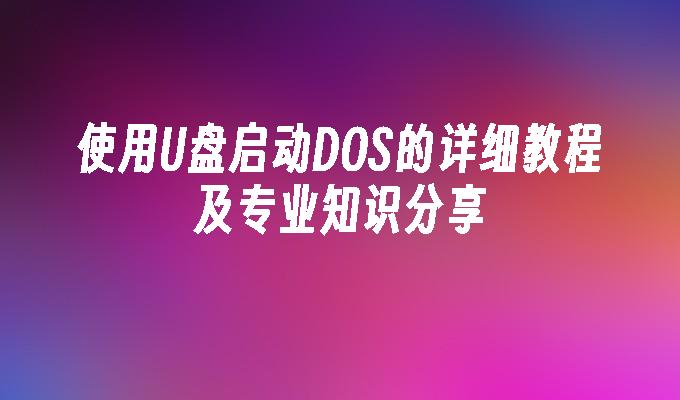 使用U盘启动DOS的详细教程及专业知识分享