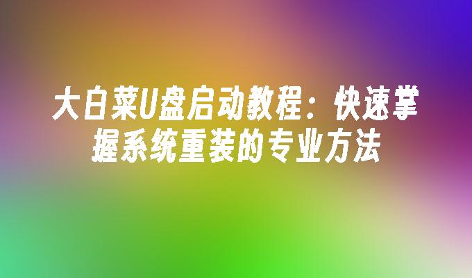 大白菜U盘启动教程：快速掌握系统重装的专业方法