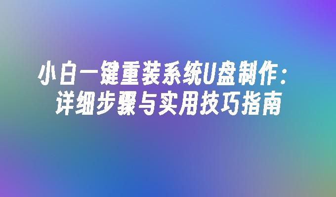 小白一键重装系统U盘制作：详细步骤与实用技巧指南